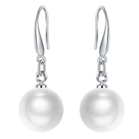 Classic Pearl Drop Earrings – Sterling Silver 925 - Picture 3 of 3